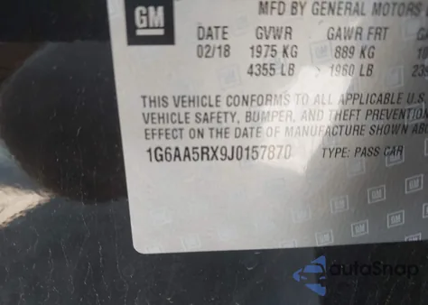 2018 Cadillac Ats Standard z USA, uszkodzony, nr VIN 1G6AA5RX9J0157870